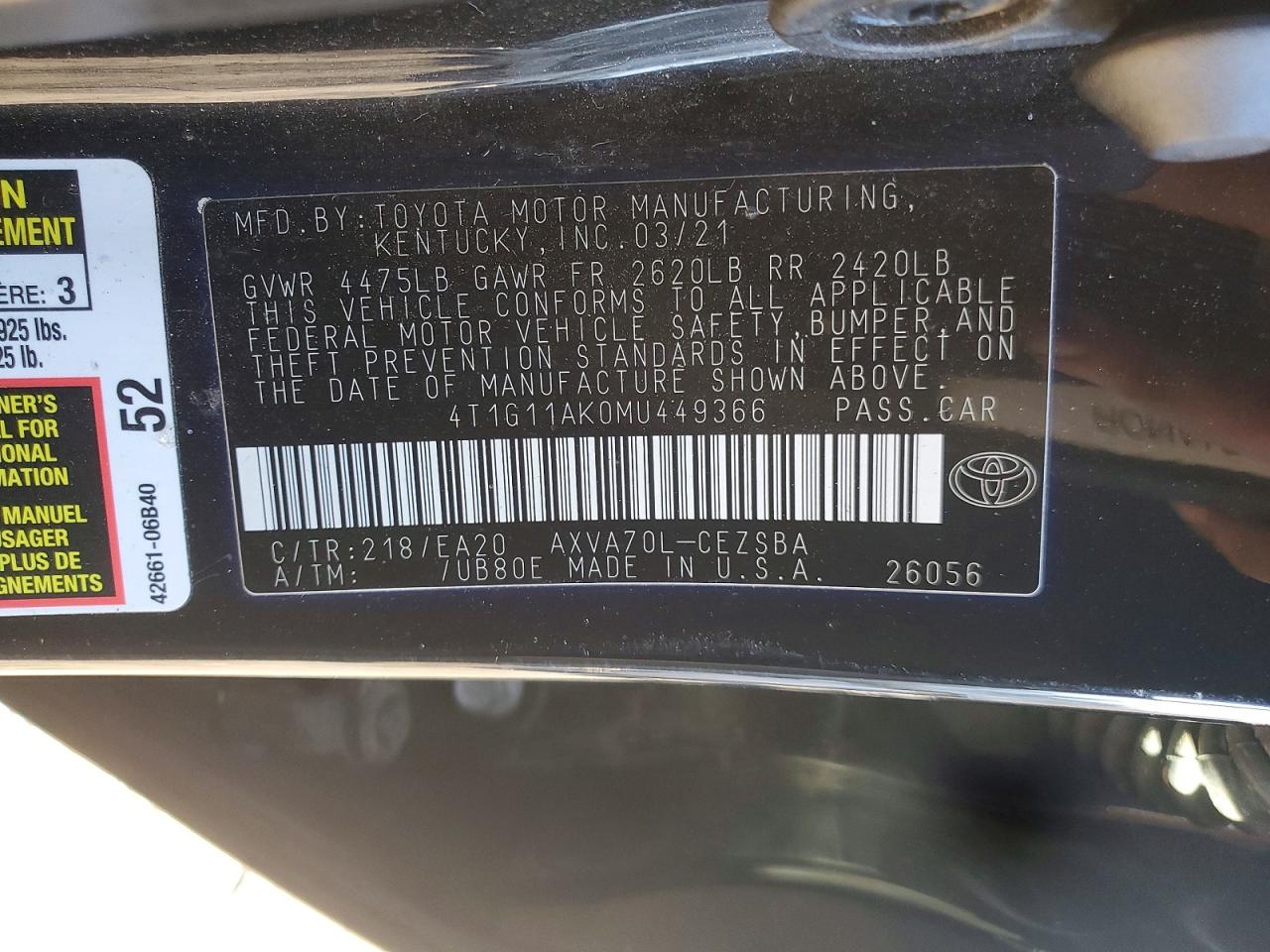 2021 TOYOTA CAMRY SE photo 34