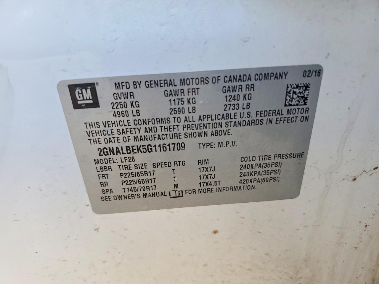 2016 CHEVROLET EQUINOX LS photo 34