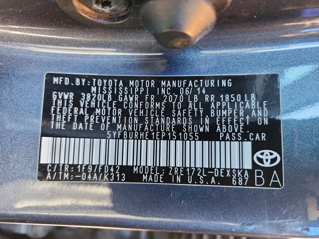 2014 TOYOTA COROLLA S PLUS photo 25