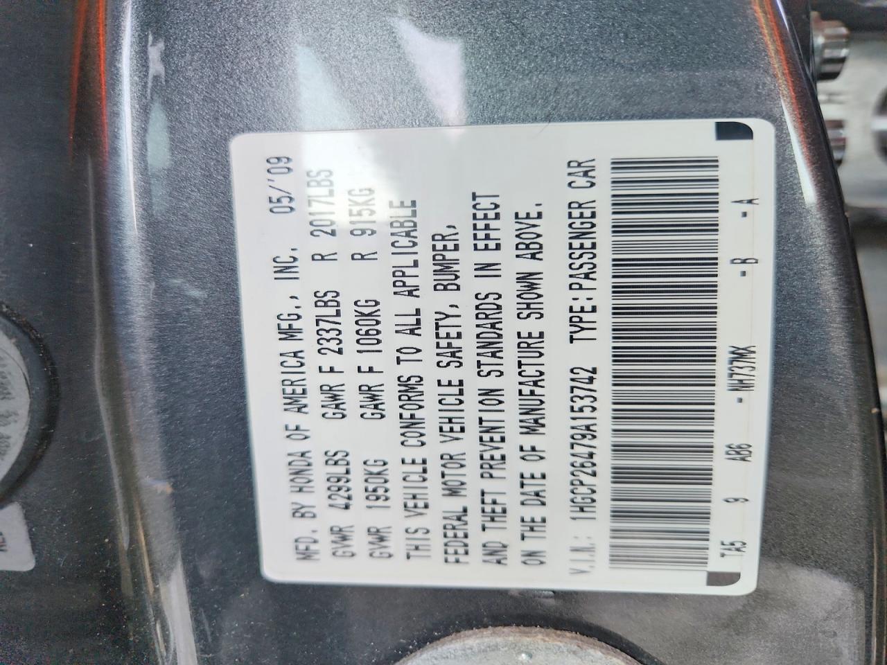 2009 HONDA ACCORD LXP photo 11