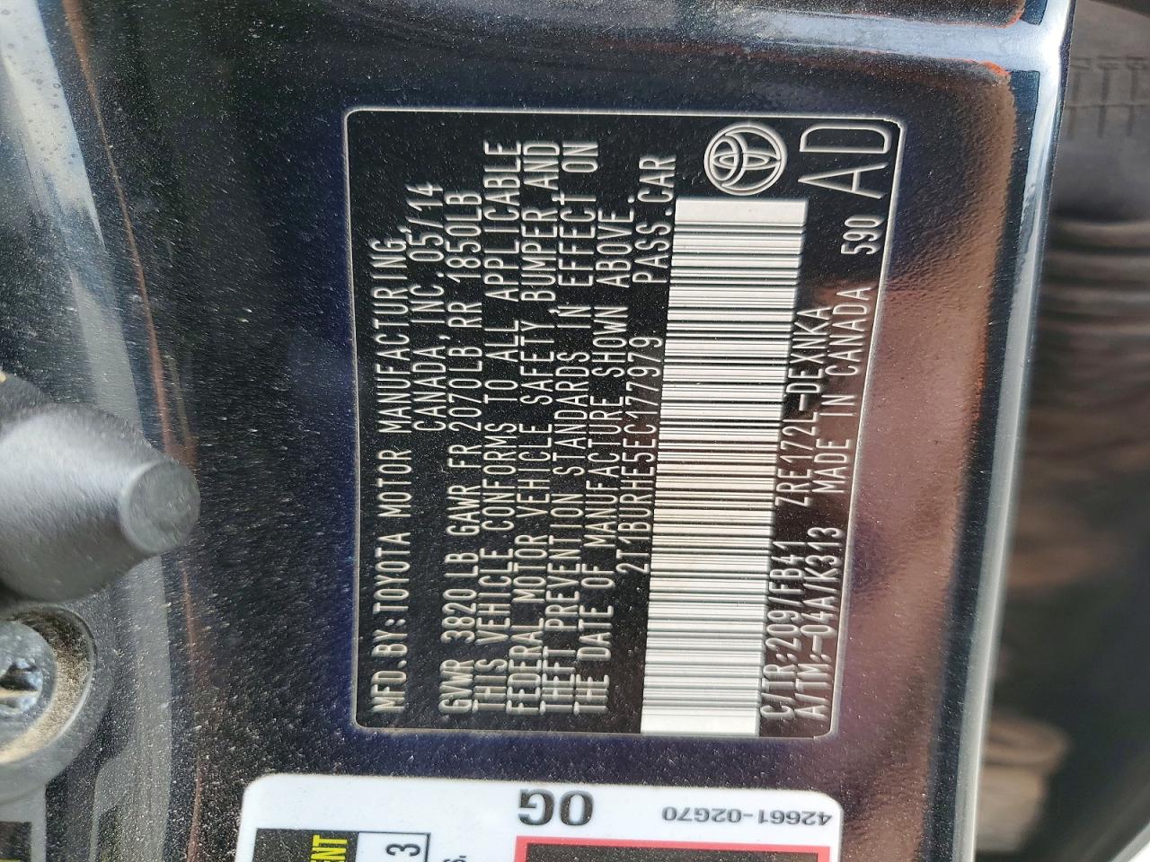 2014 TOYOTA COROLLA LE photo 12