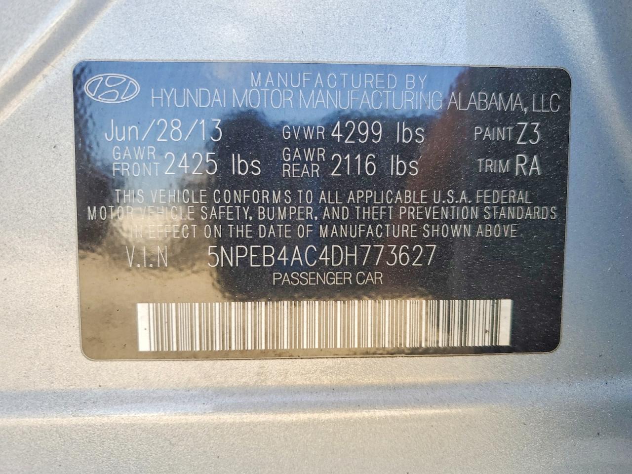 2013 HYUNDAI SONATA GLS photo 25