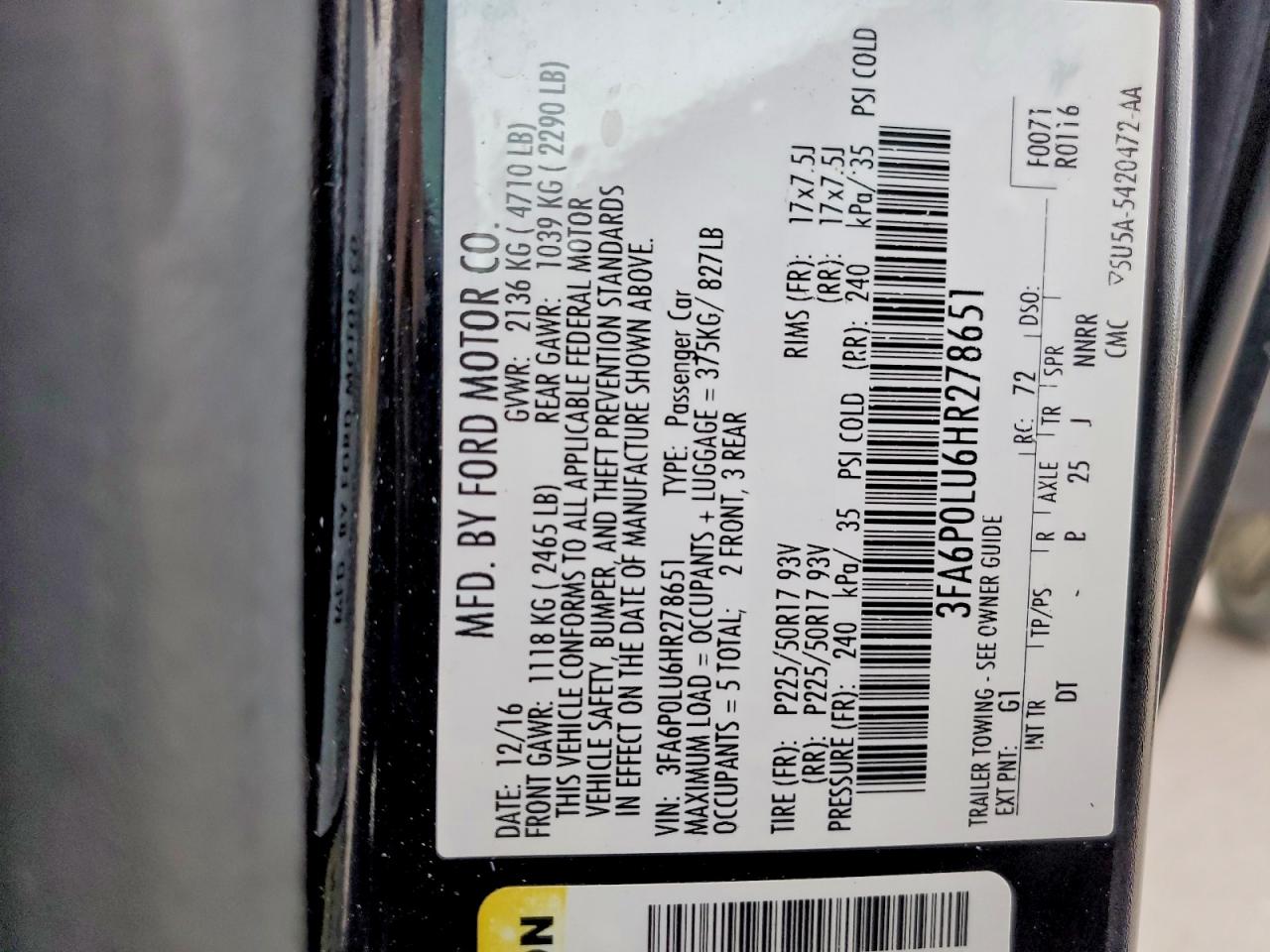2017 FORD FUSION SE HYBRID photo 12