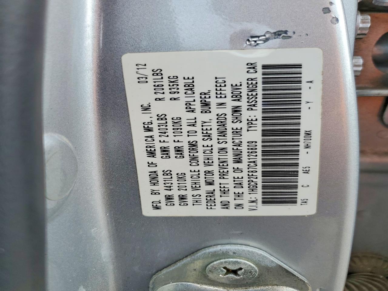 2012 HONDA ACCORD EXL photo 37