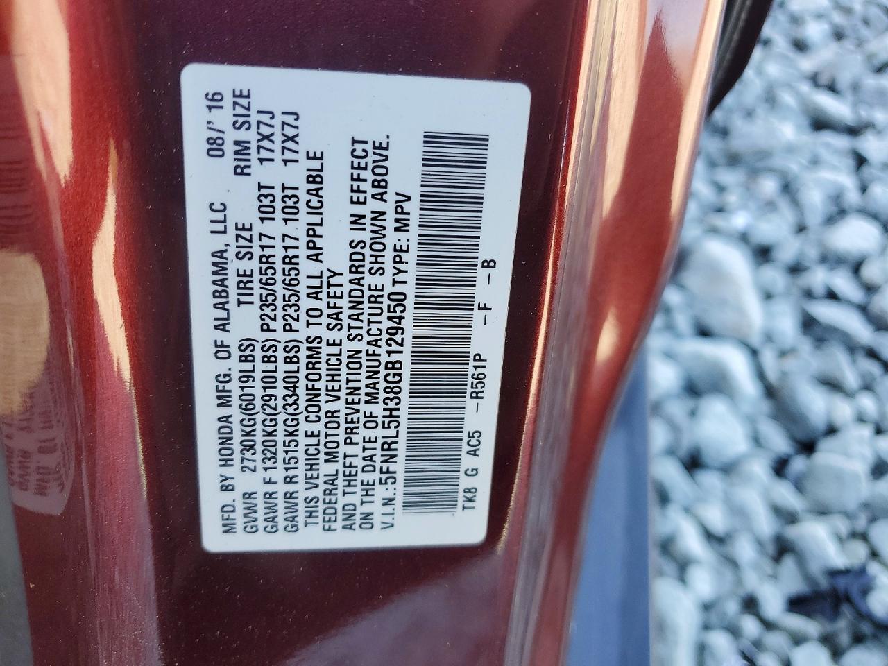 2016 HONDA ODYSSEY SE photo 37