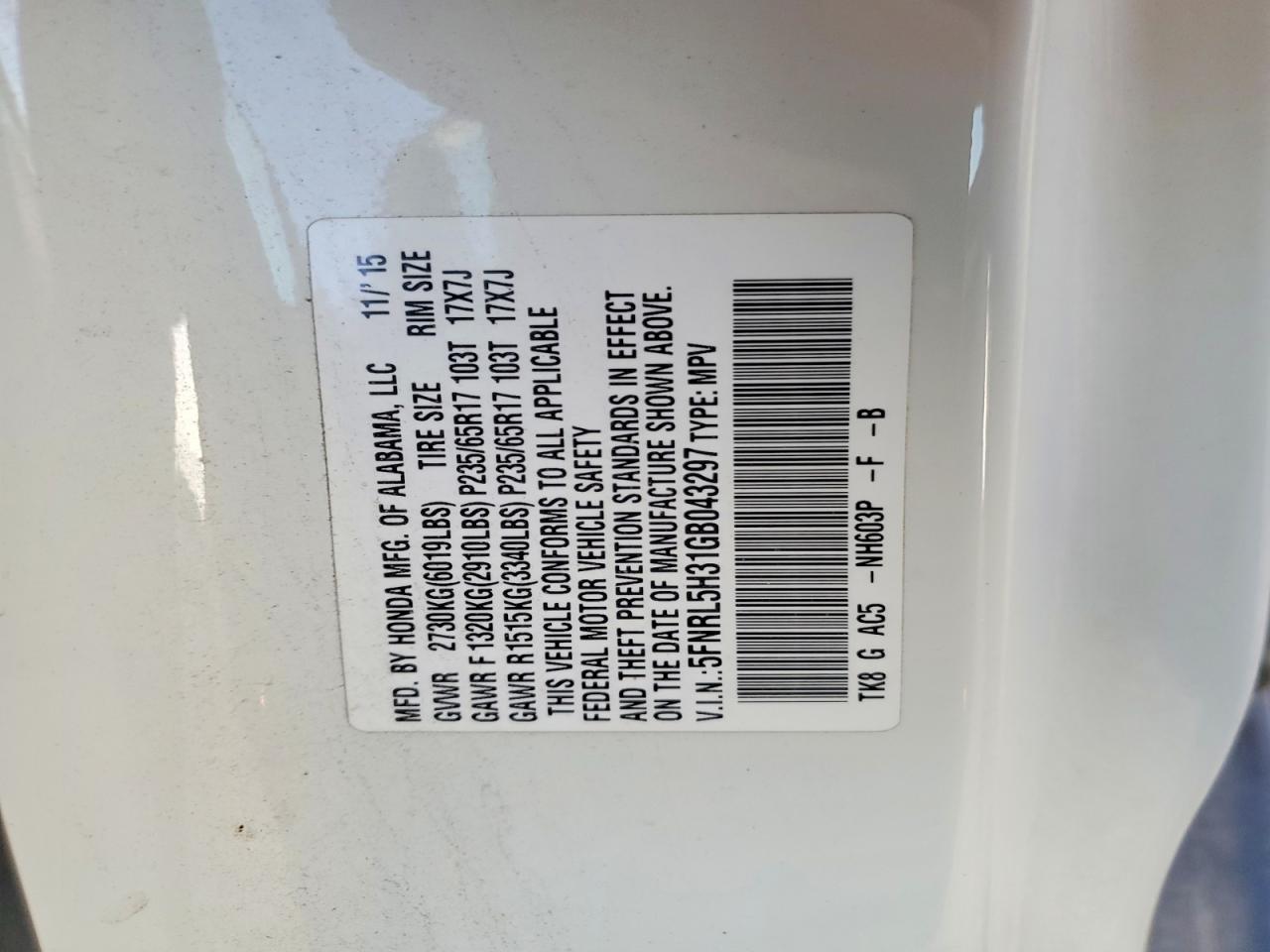 2016 HONDA ODYSSEY SE photo 13