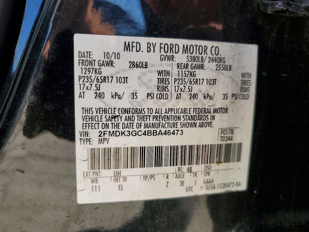 2011 FORD EDGE SE photo 27