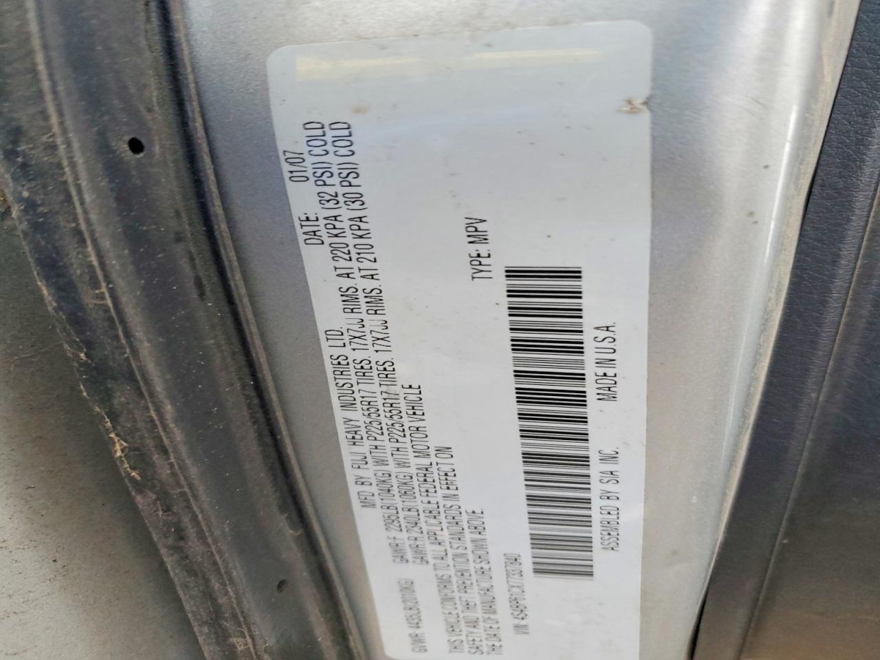 2007 SUBARU OUTBACK OUTBACK 2.5I photo 23
