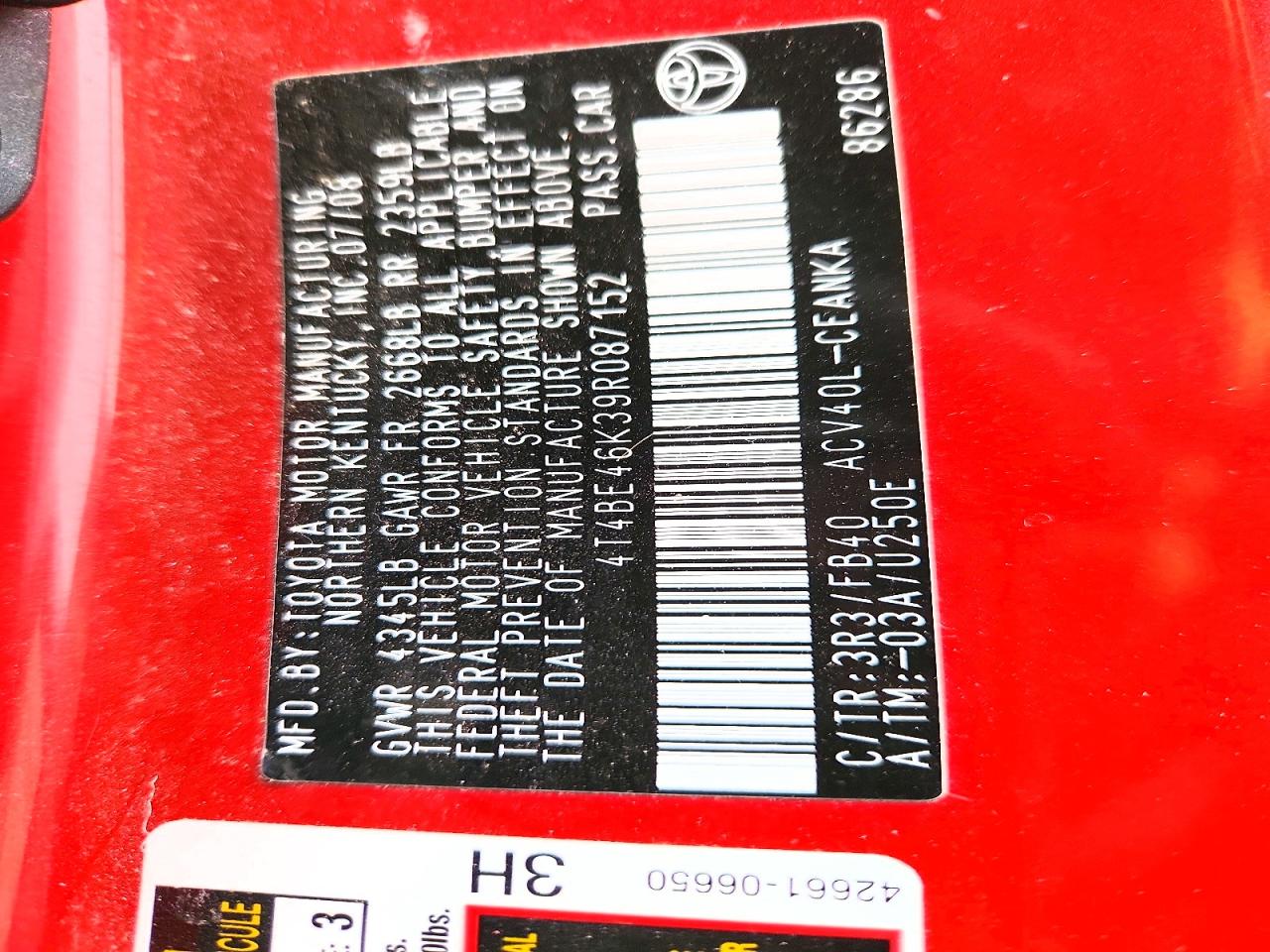 2009 TOYOTA CAMRY BASE photo 37