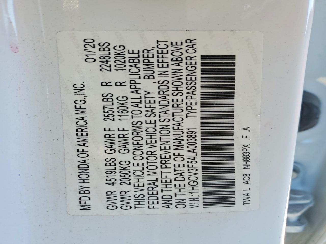 2020 HONDA ACCORD HYBRID EXL photo 12