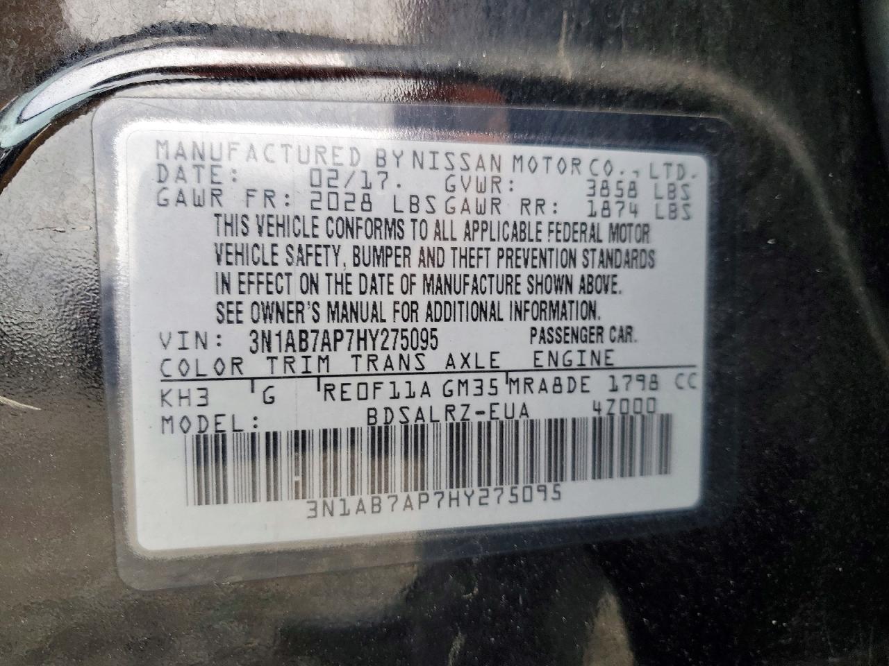 2017 NISSAN SENTRA S photo 25