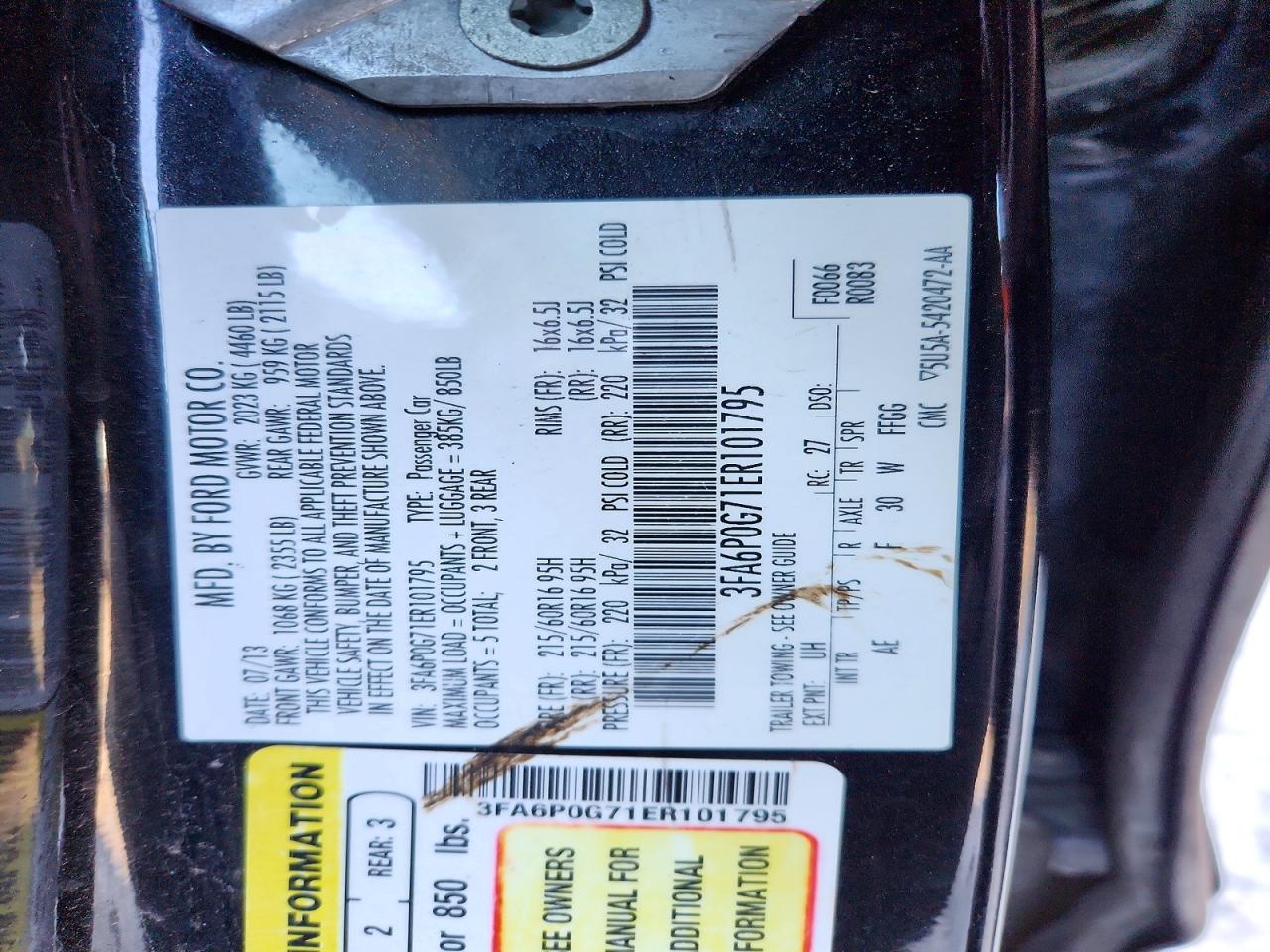 2014 FORD FUSION S photo 12