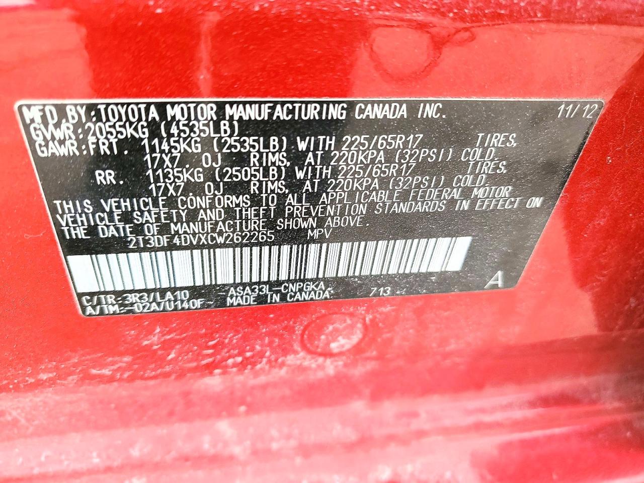 2012 TOYOTA RAV4 LIMITED photo 25