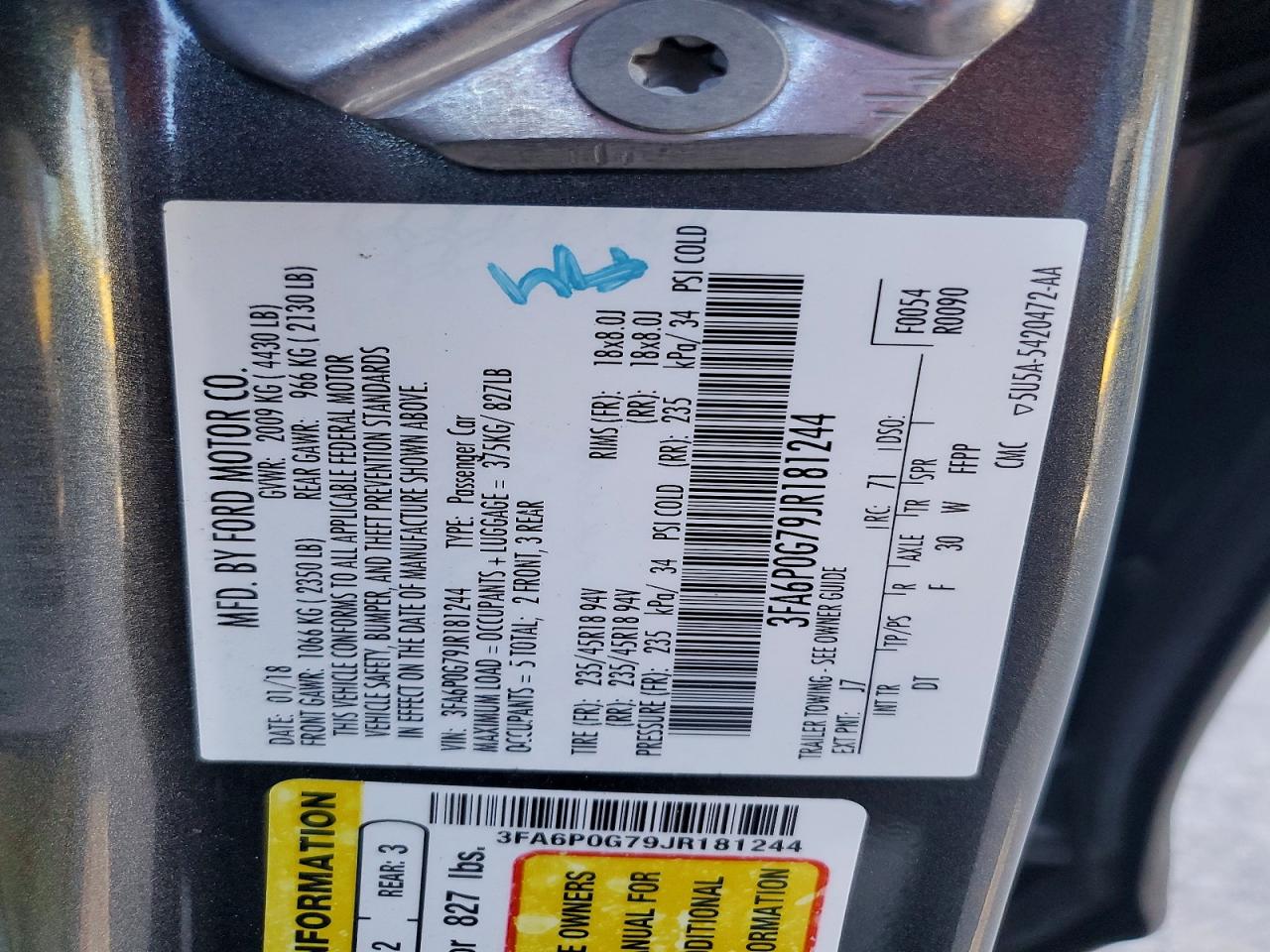 2018 FORD FUSION S photo 12
