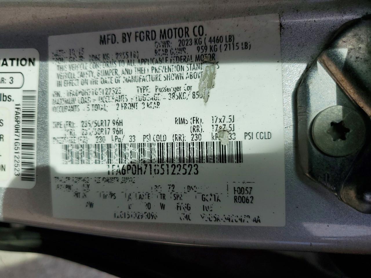 2016 FORD FUSION SE photo 23