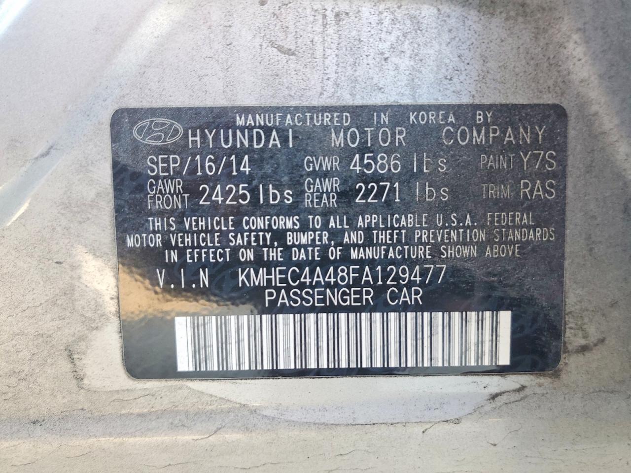 2015 HYUNDAI SONATA HYBRID photo 12