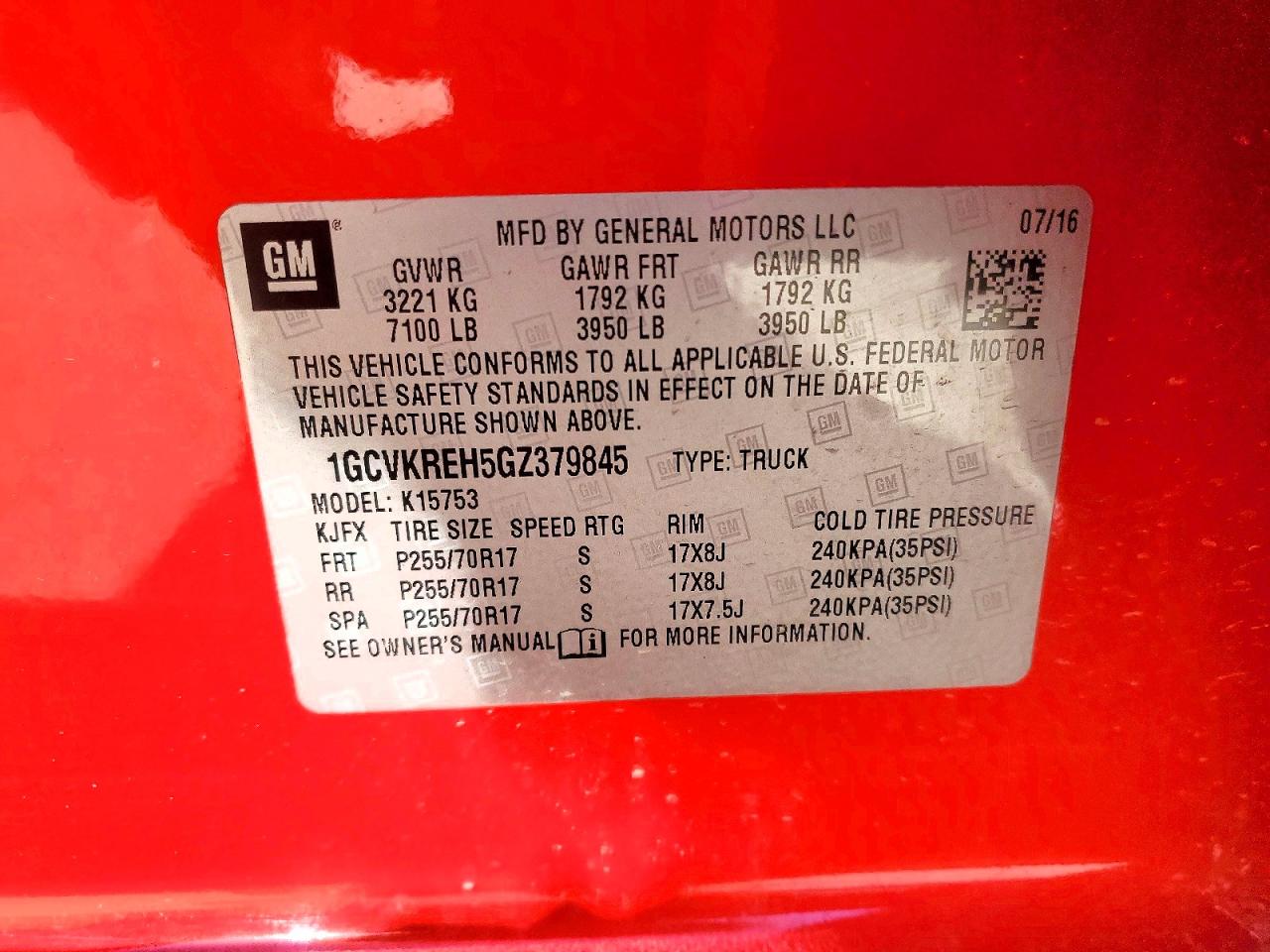 2016 CHEVROLET SILVERADO K1500 LT photo 23