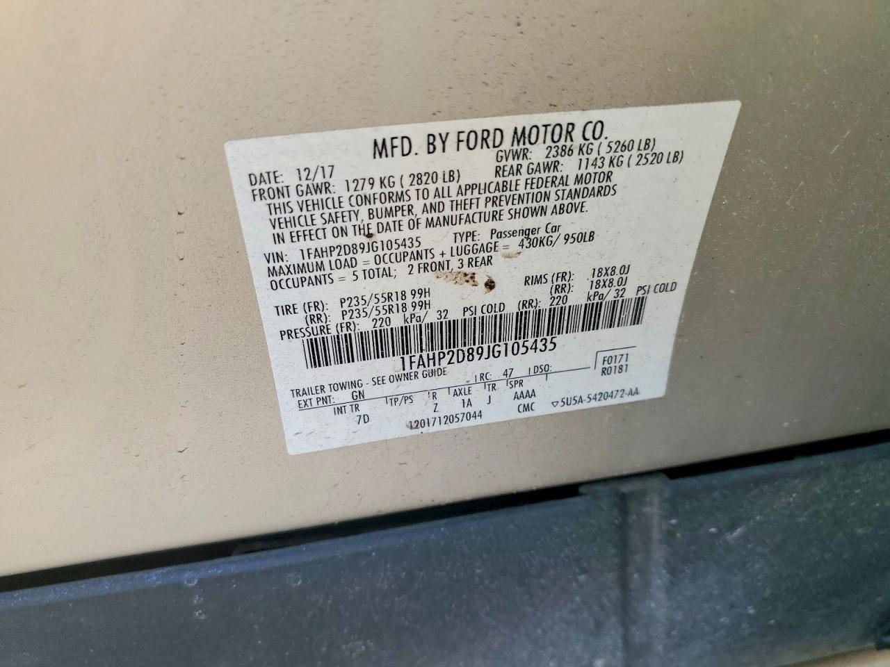 2018 FORD TAURUS SE photo 23