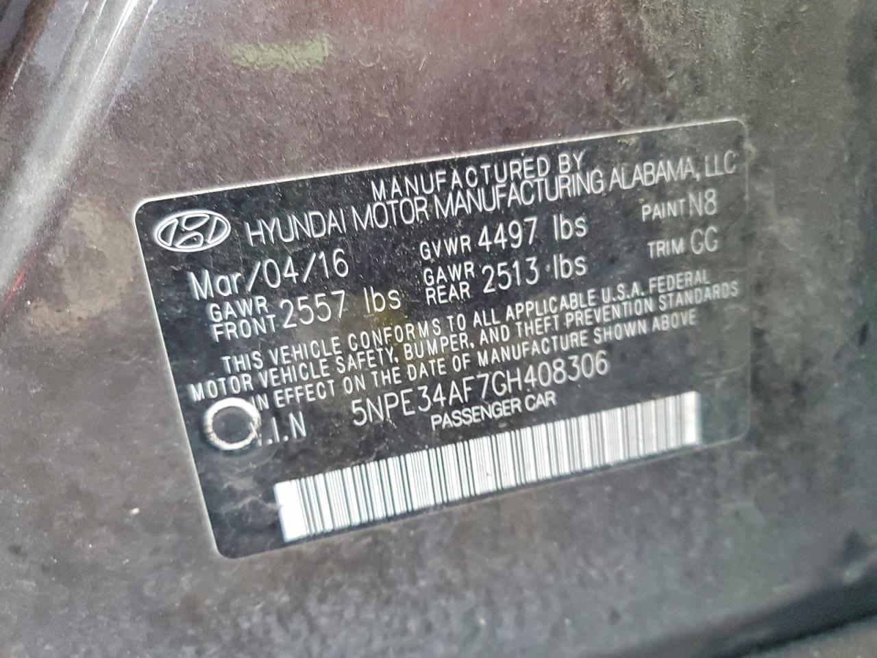 2016 HYUNDAI SONATA SPORT photo 12