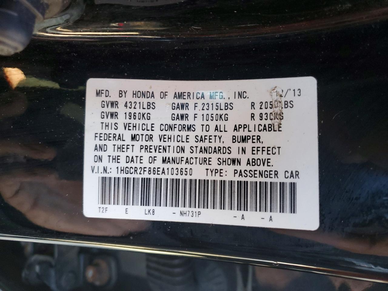 2014 HONDA ACCORD EXL photo 12