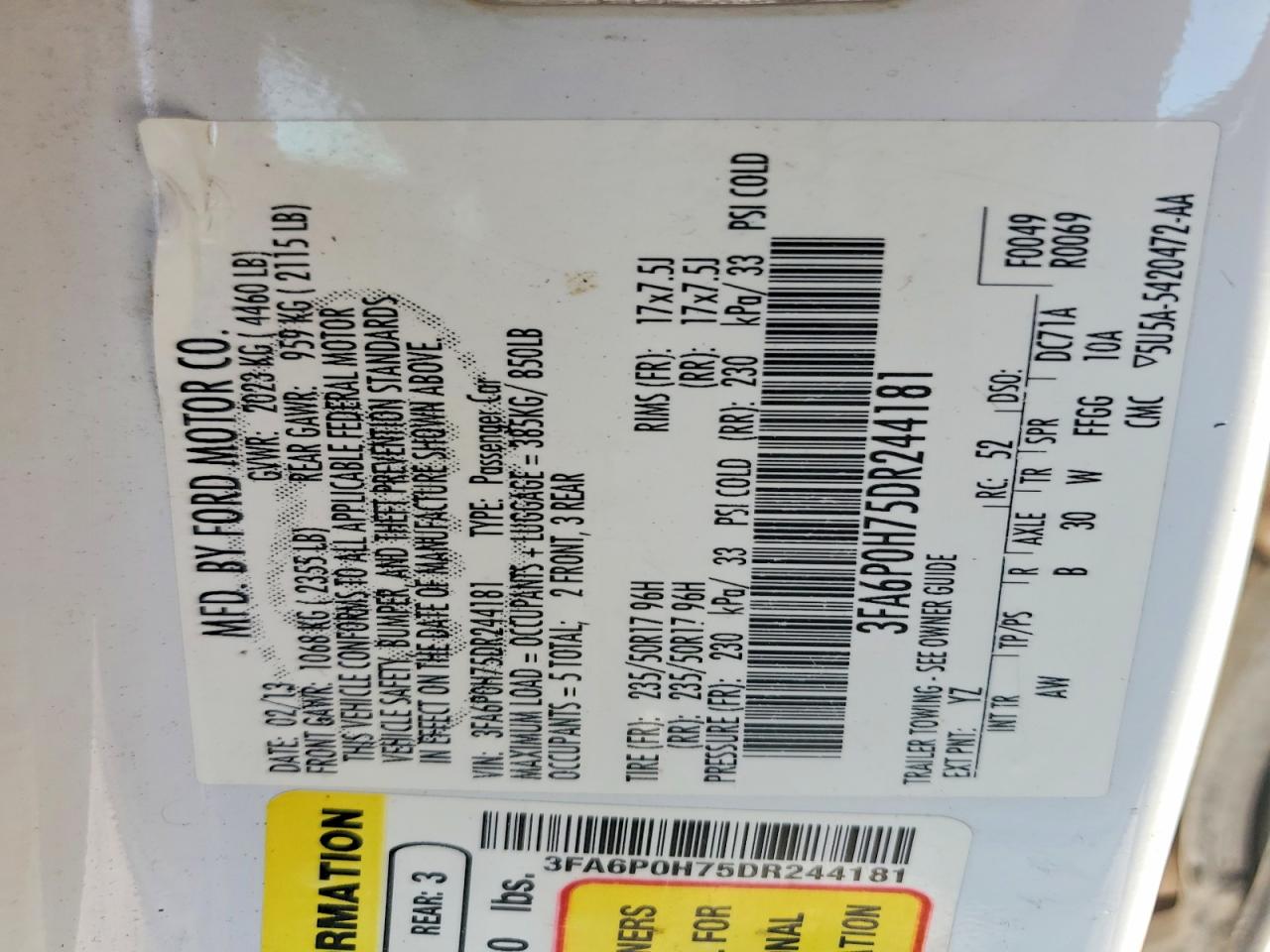 2013 FORD FUSION SE photo 34