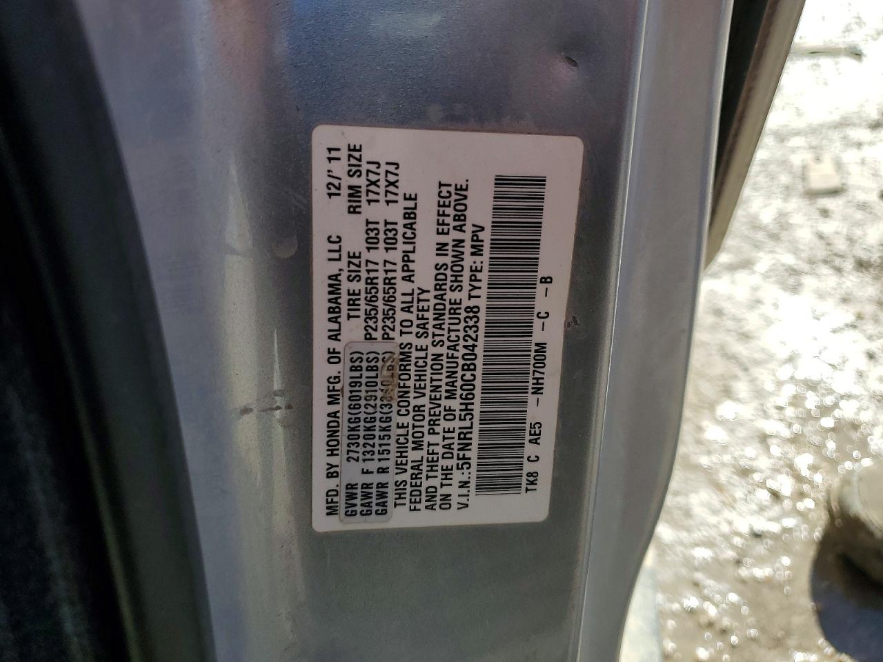 2012 HONDA ODYSSEY EXL photo 12