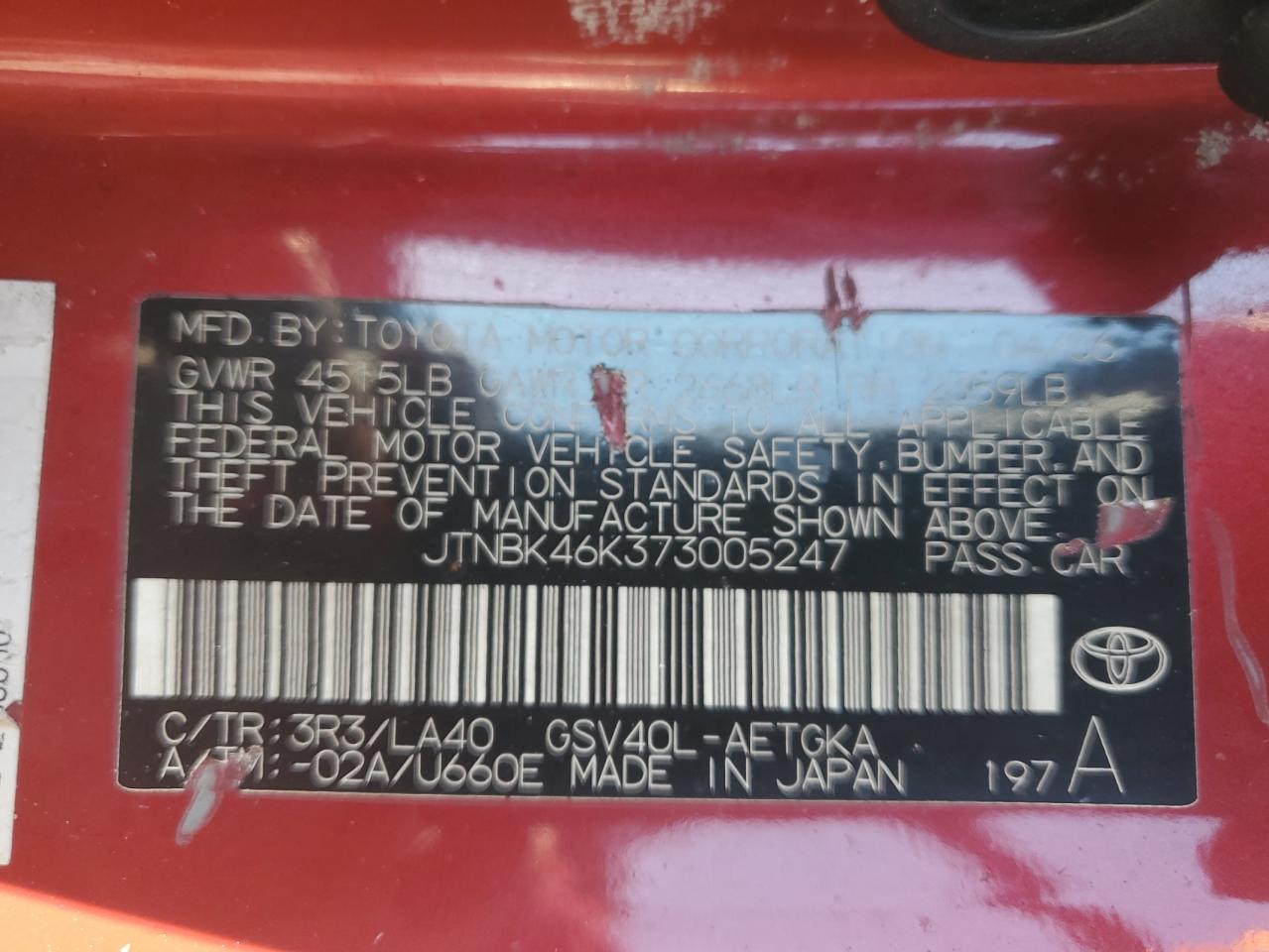2007 TOYOTA CAMRY LE V6 photo 13