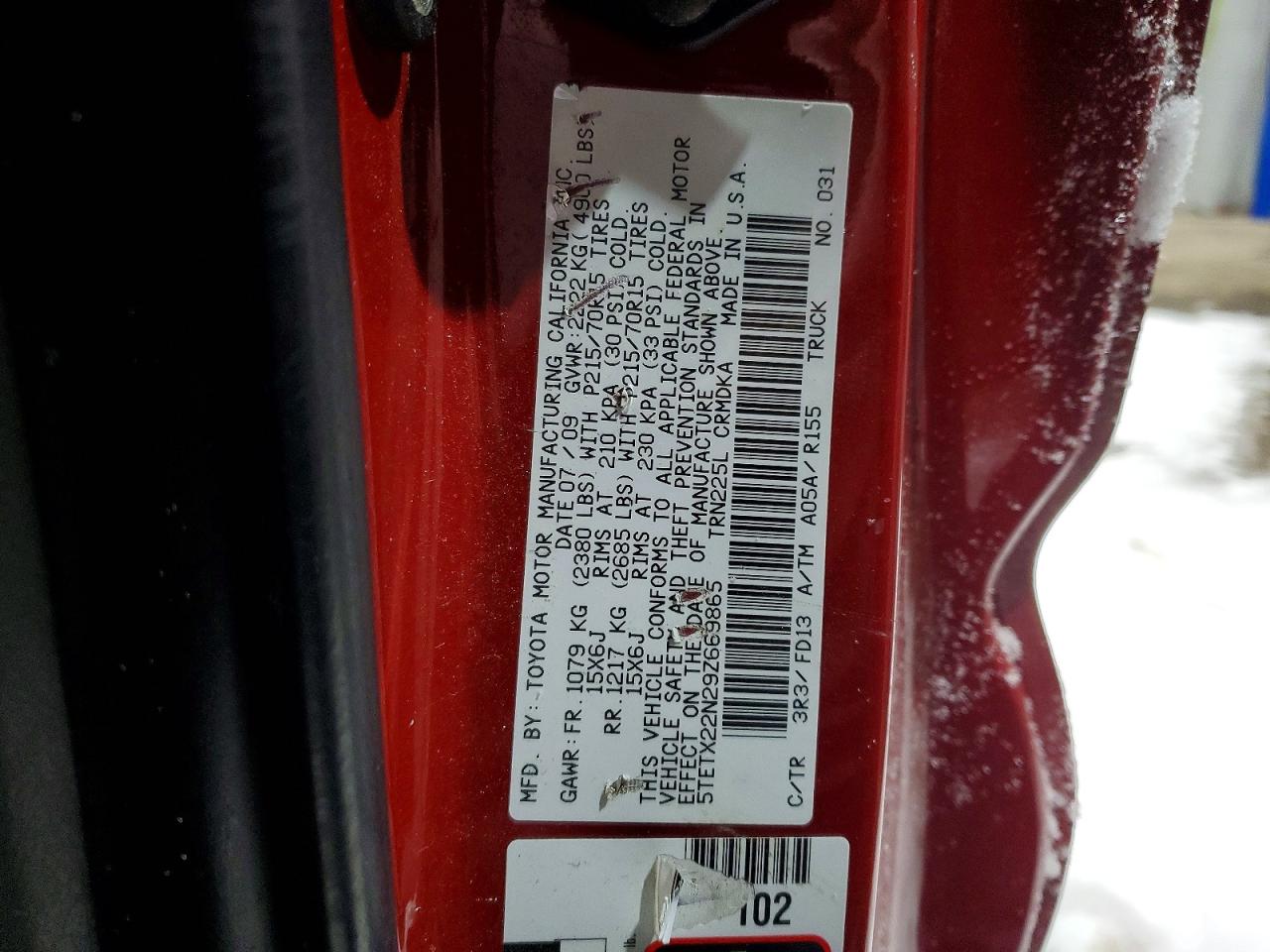 2009 TOYOTA TACOMA BASE photo 25