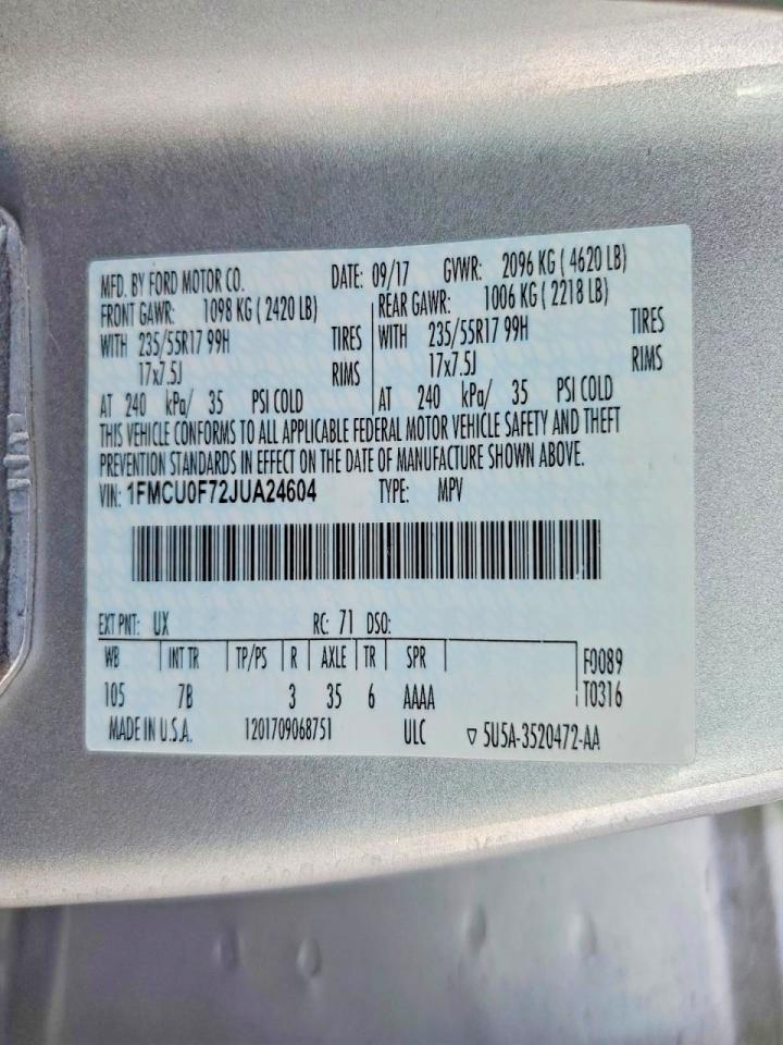 2018 FORD ESCAPE S photo 13