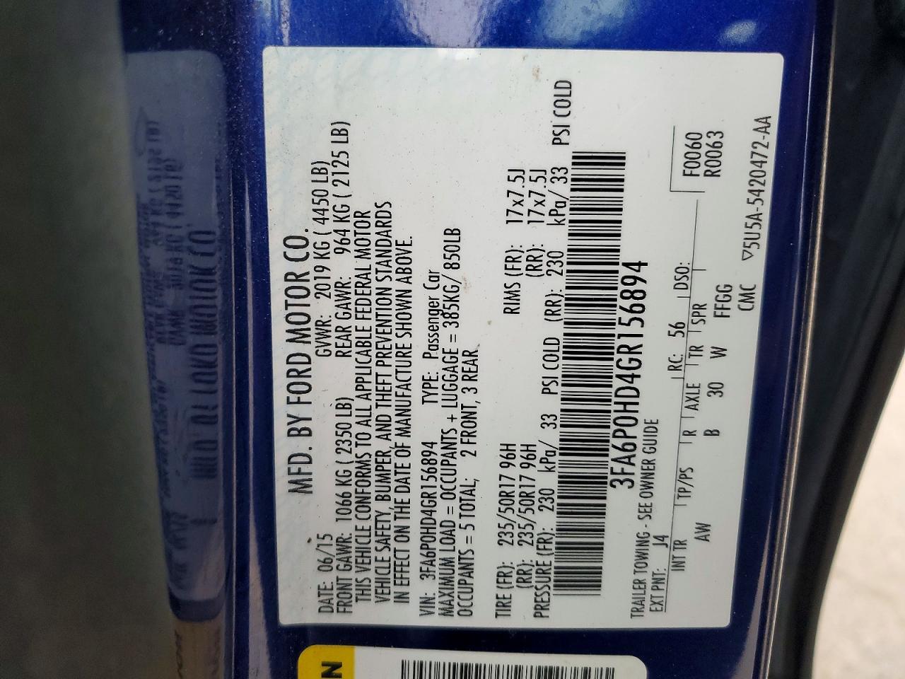 2016 FORD FUSION SE photo 23