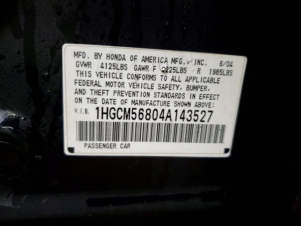 2004 HONDA ACCORD EX photo 23