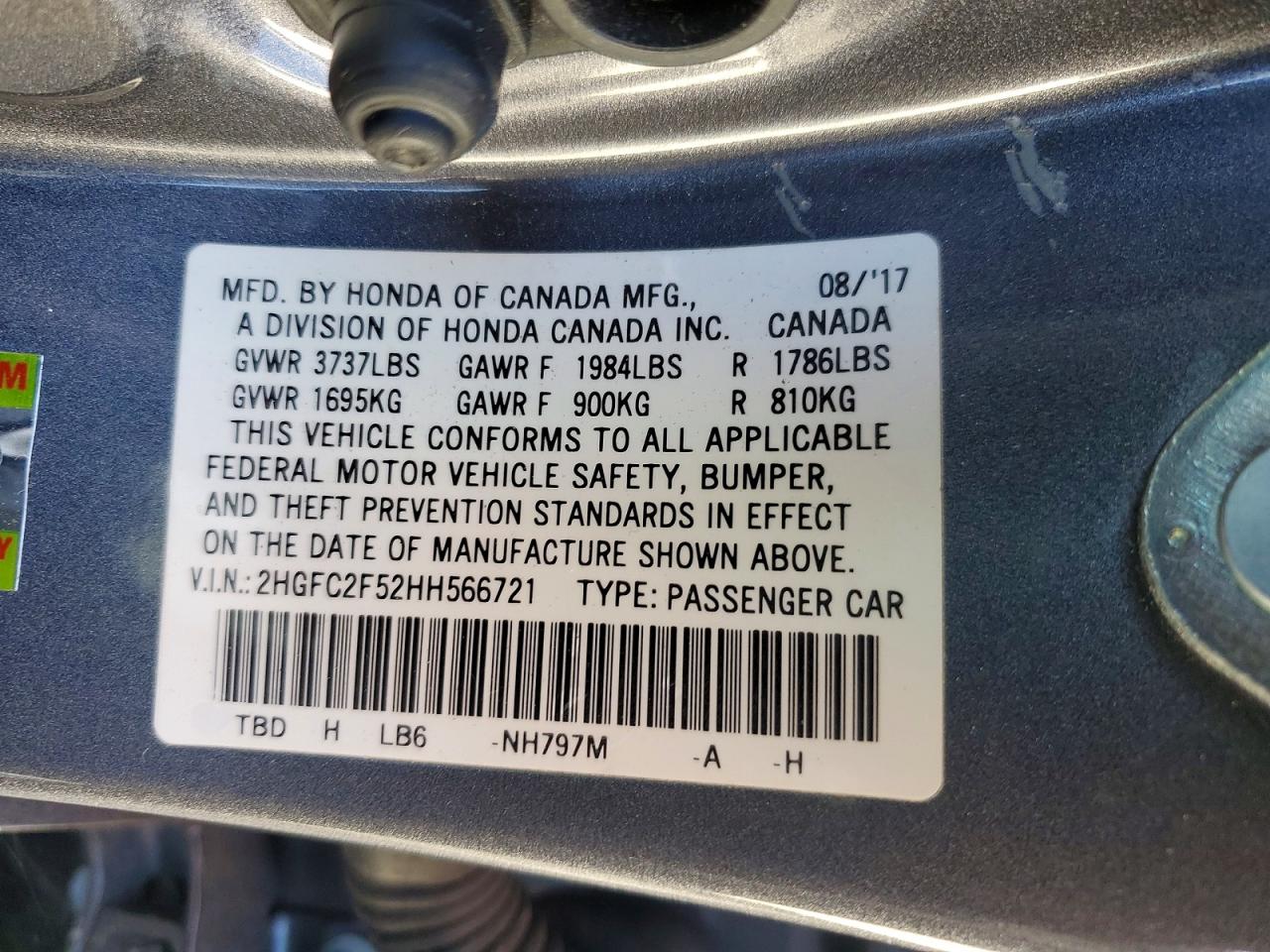 2017 HONDA CIVIC LX photo 12