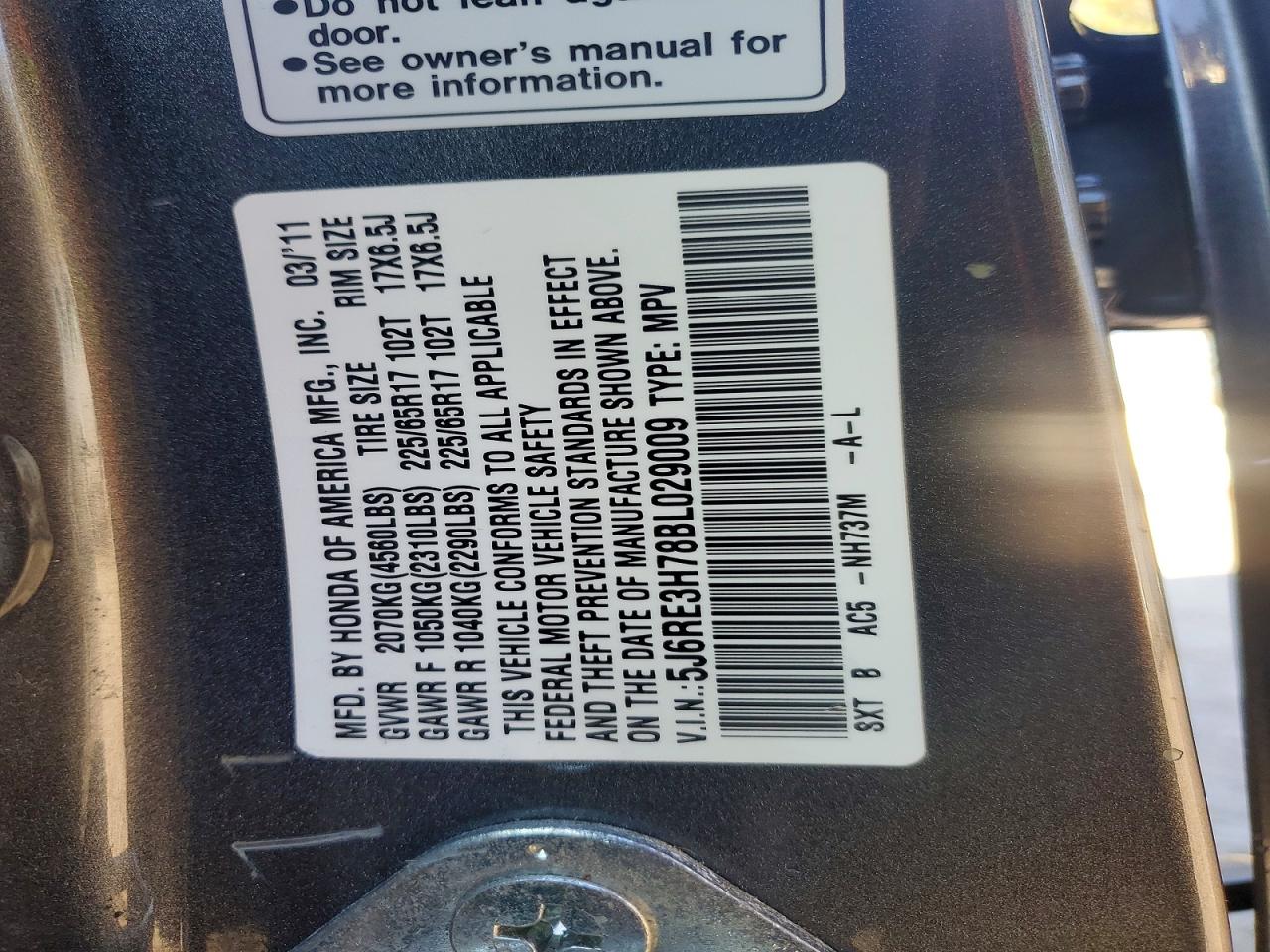 2011 HONDA CR-V EXL photo 13