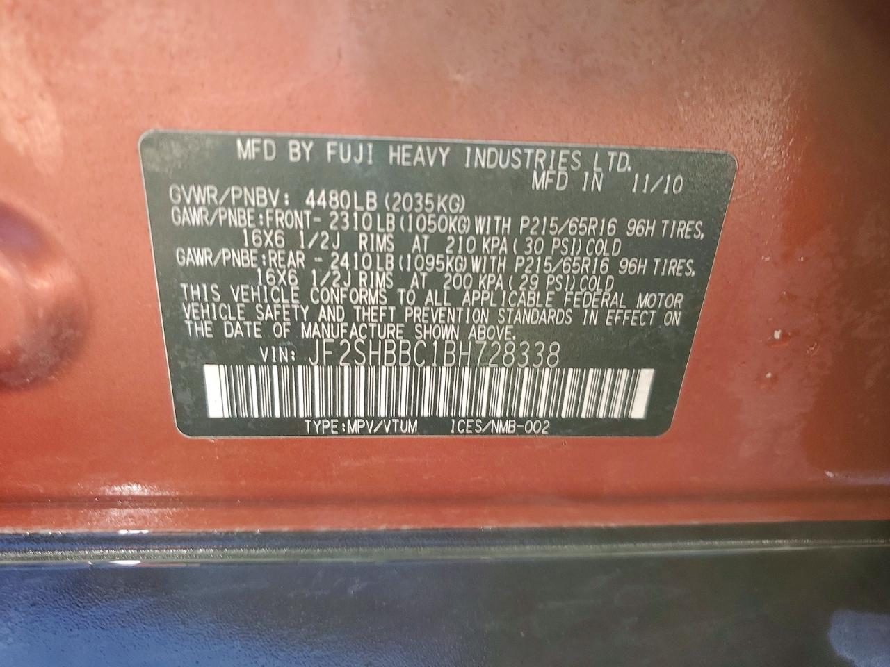 2011 SUBARU FORESTER 2.5X photo 34