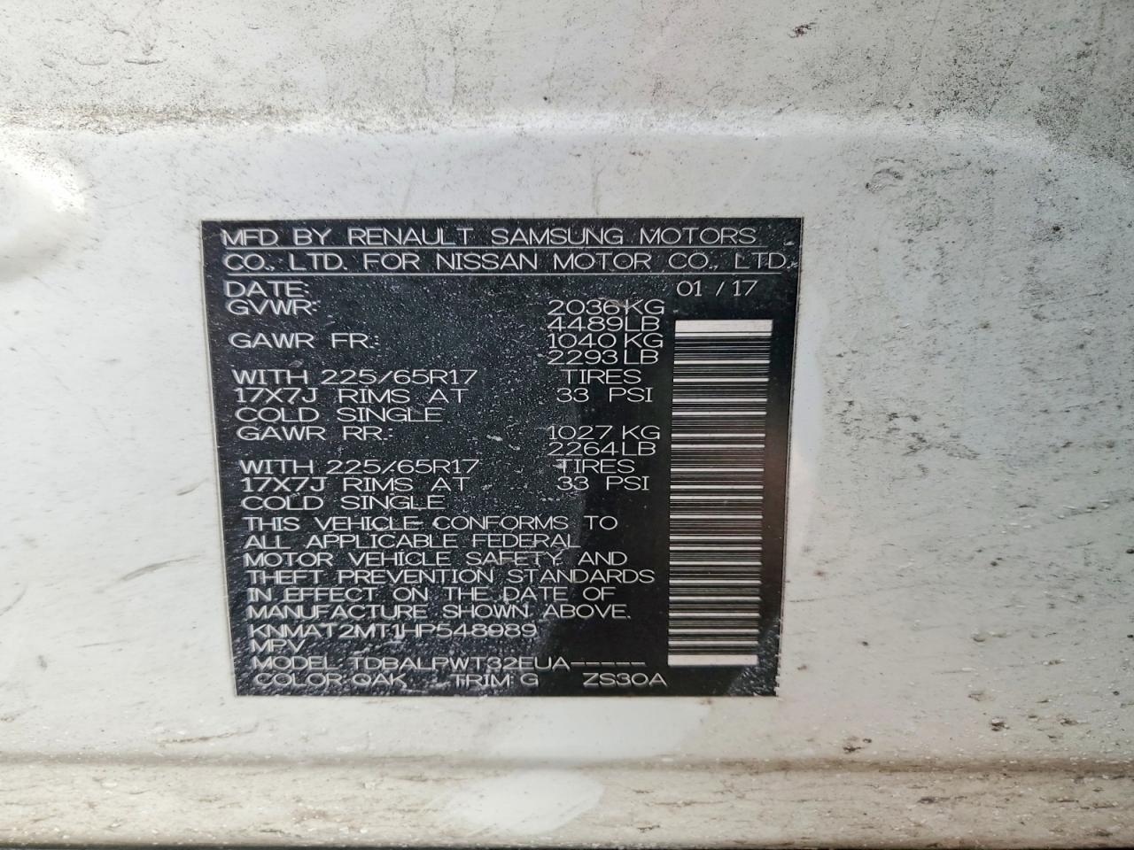 2017 NISSAN ROGUE S photo 13