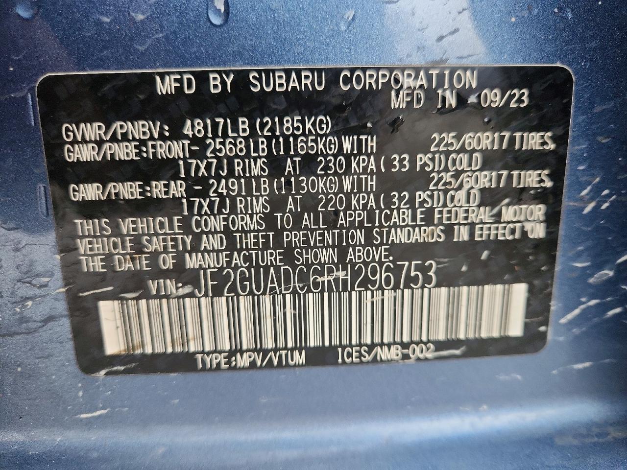 2024 SUBARU CROSSTREK PREMIUM photo 37
