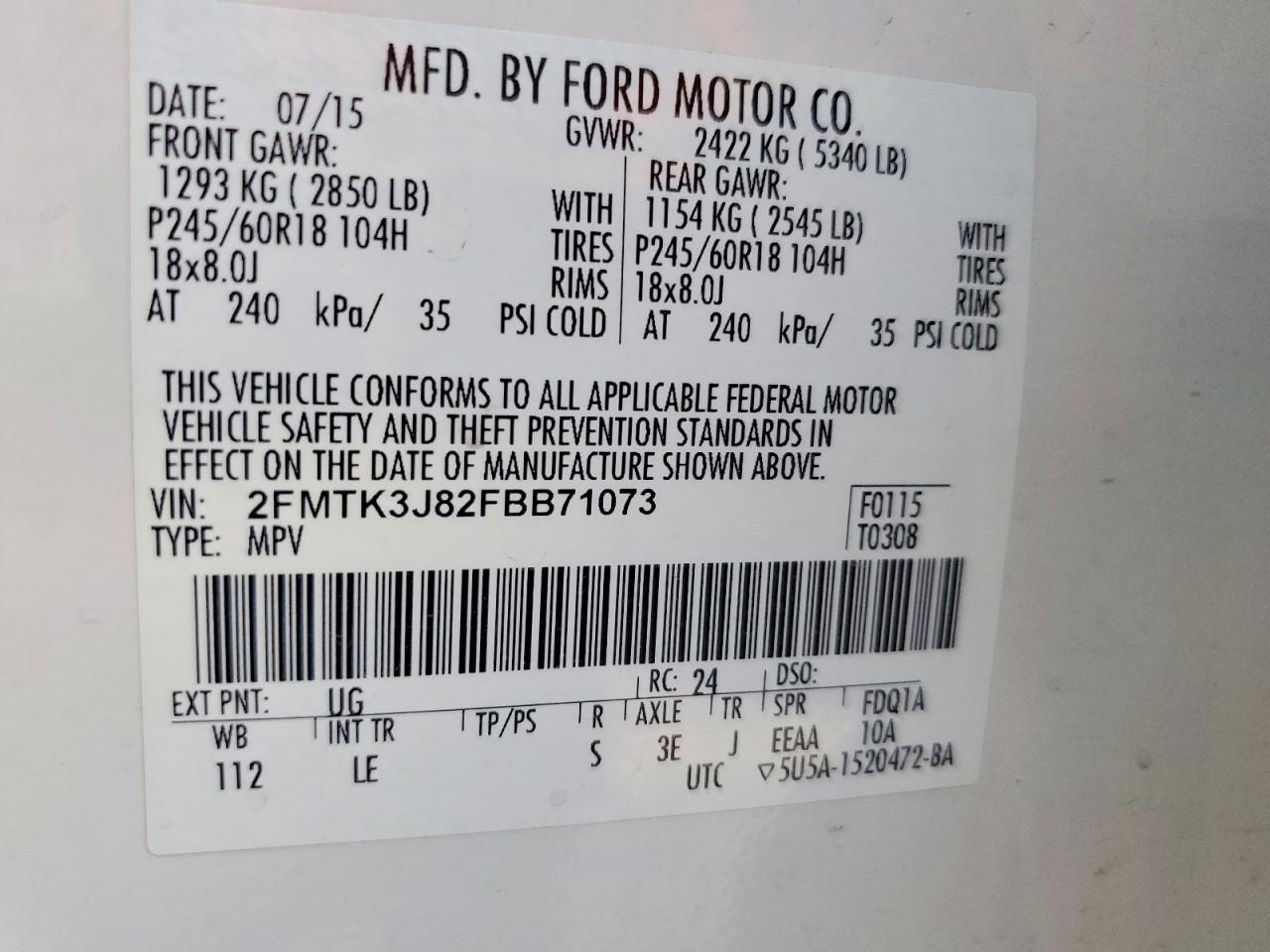 2015 FORD EDGE SEL photo 37