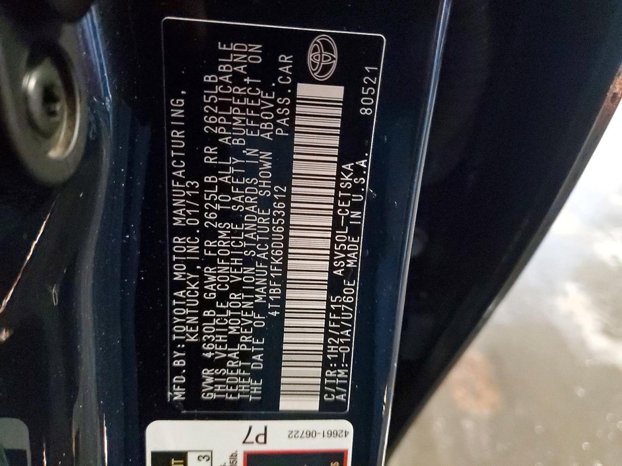 2013 TOYOTA CAMRY L photo 23