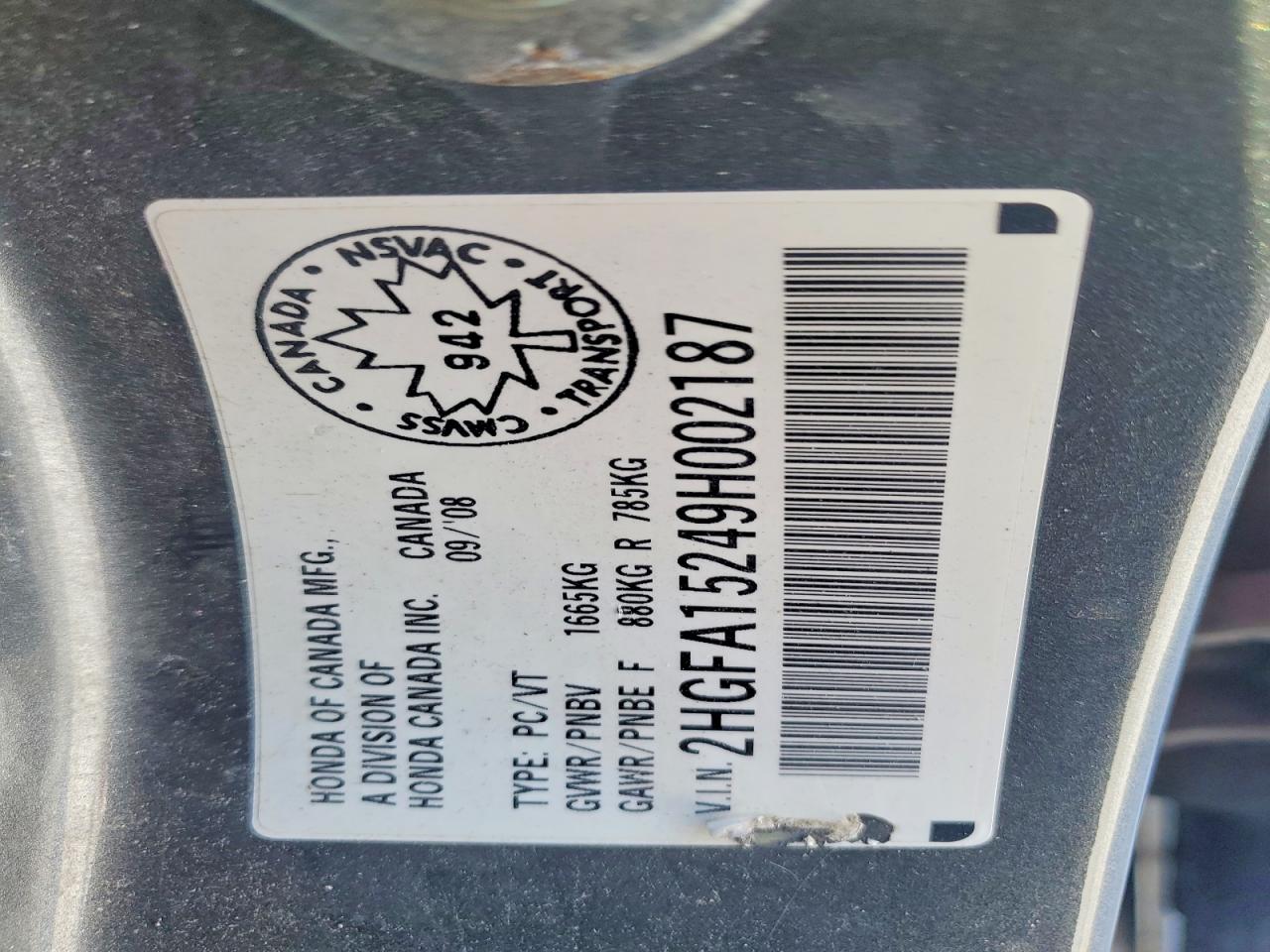 2009 HONDA CIVIC DX photo 9