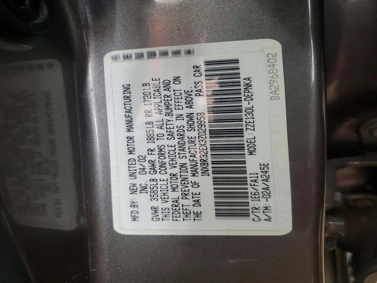 2003 TOYOTA COROLLA LE photo 12