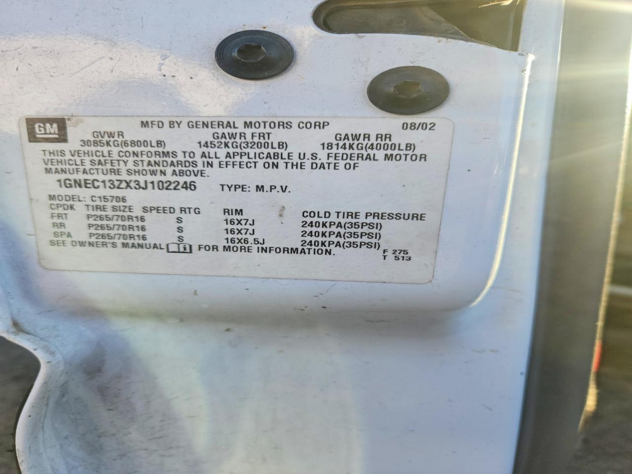 2003 CHEVROLET TAHOE C1500 photo 25