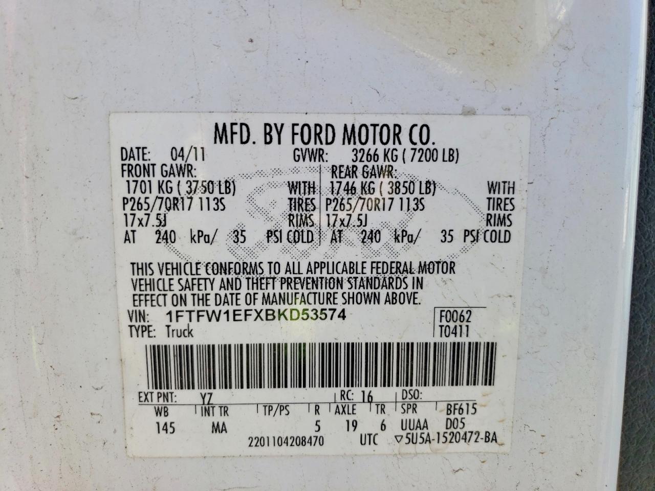 2011 FORD F150 SUPERCREW photo 34
