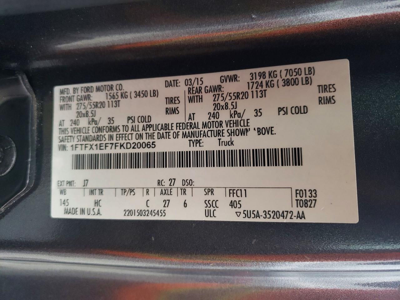 2015 FORD F150 SUPER CAB photo 12