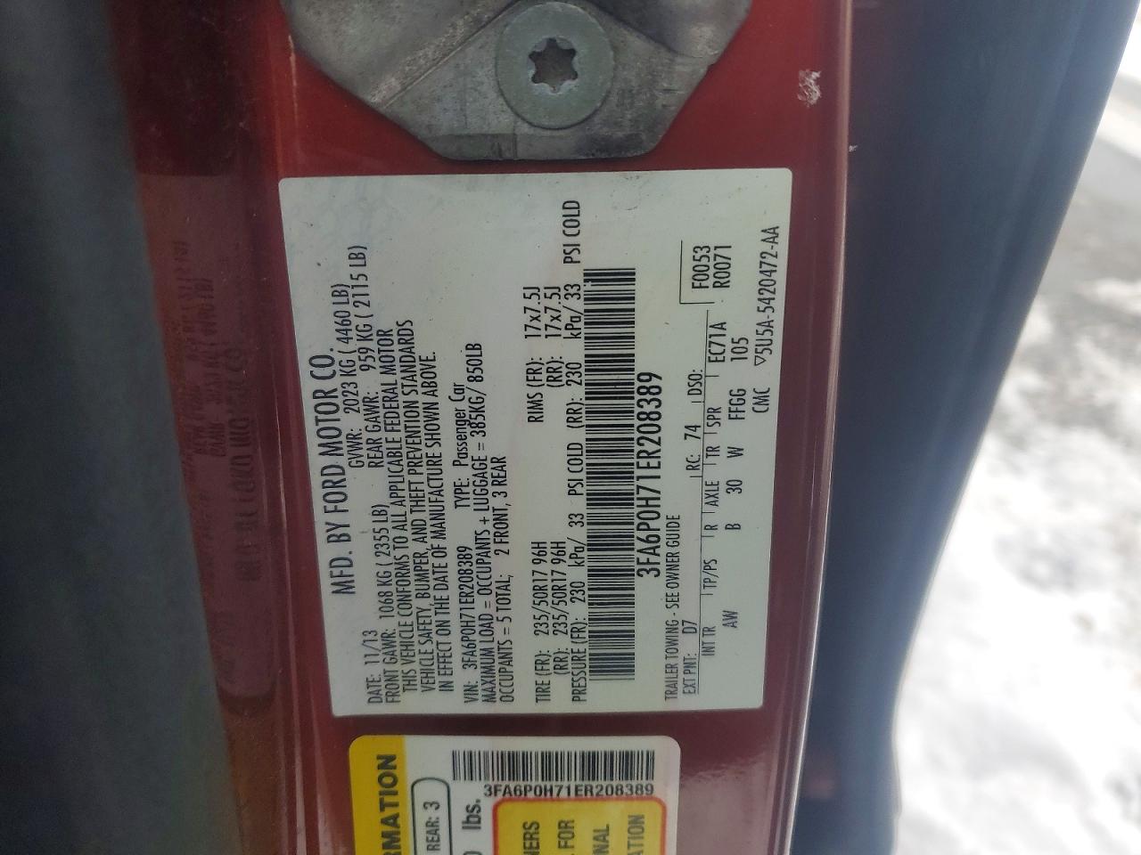 2014 FORD FUSION SE photo 12