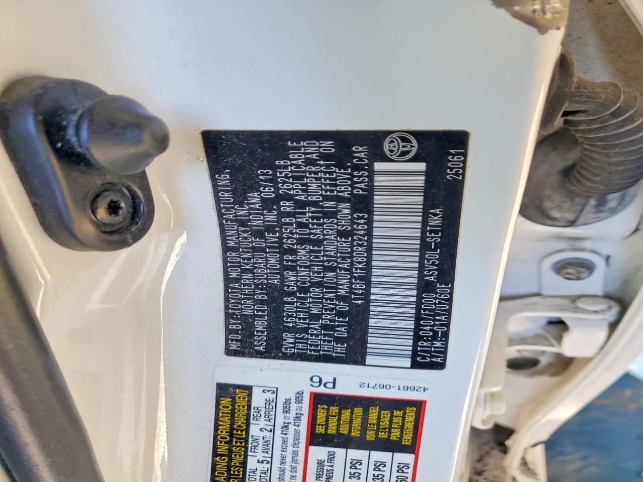 2013 TOYOTA CAMRY L photo 23
