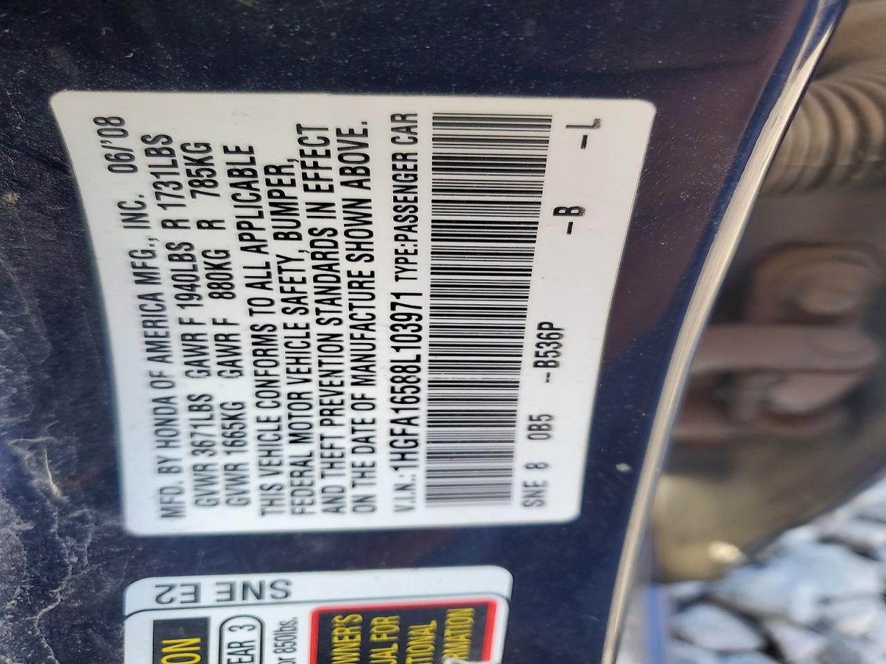2008 HONDA CIVIC LX photo 12