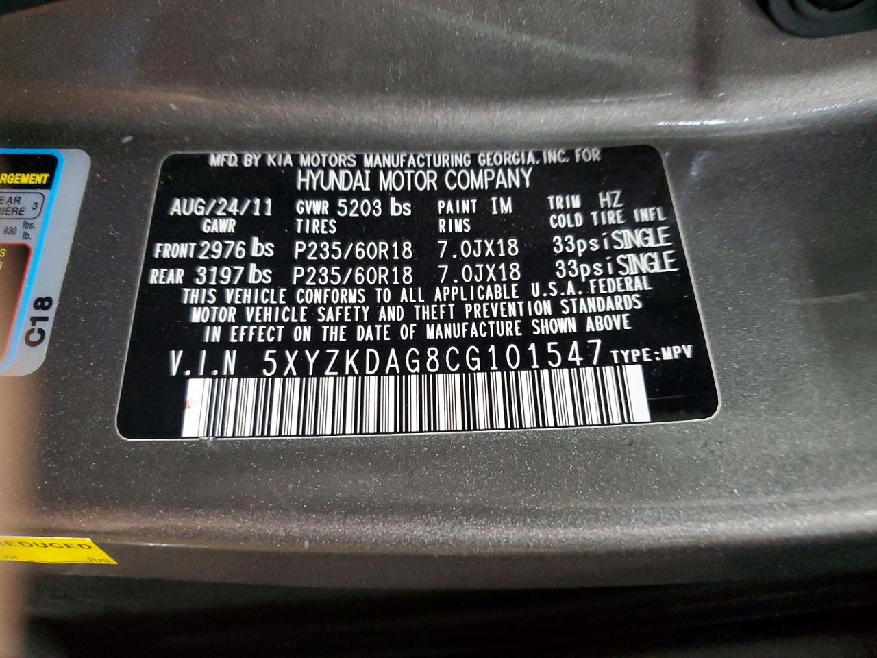 2012 HYUNDAI SANTA FE LIMITED photo 25