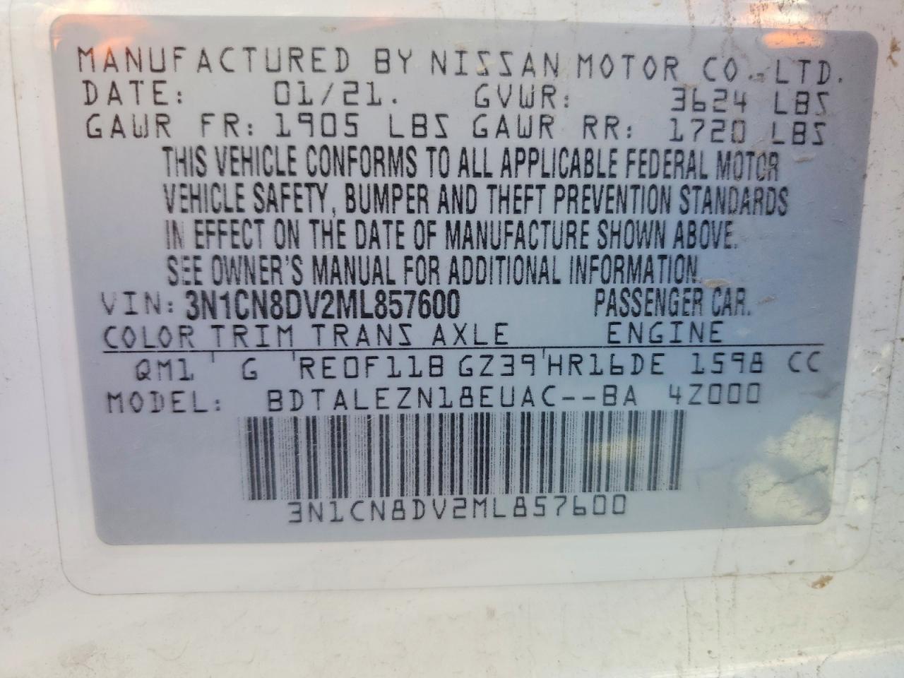 2021 NISSAN VERSA S photo 23