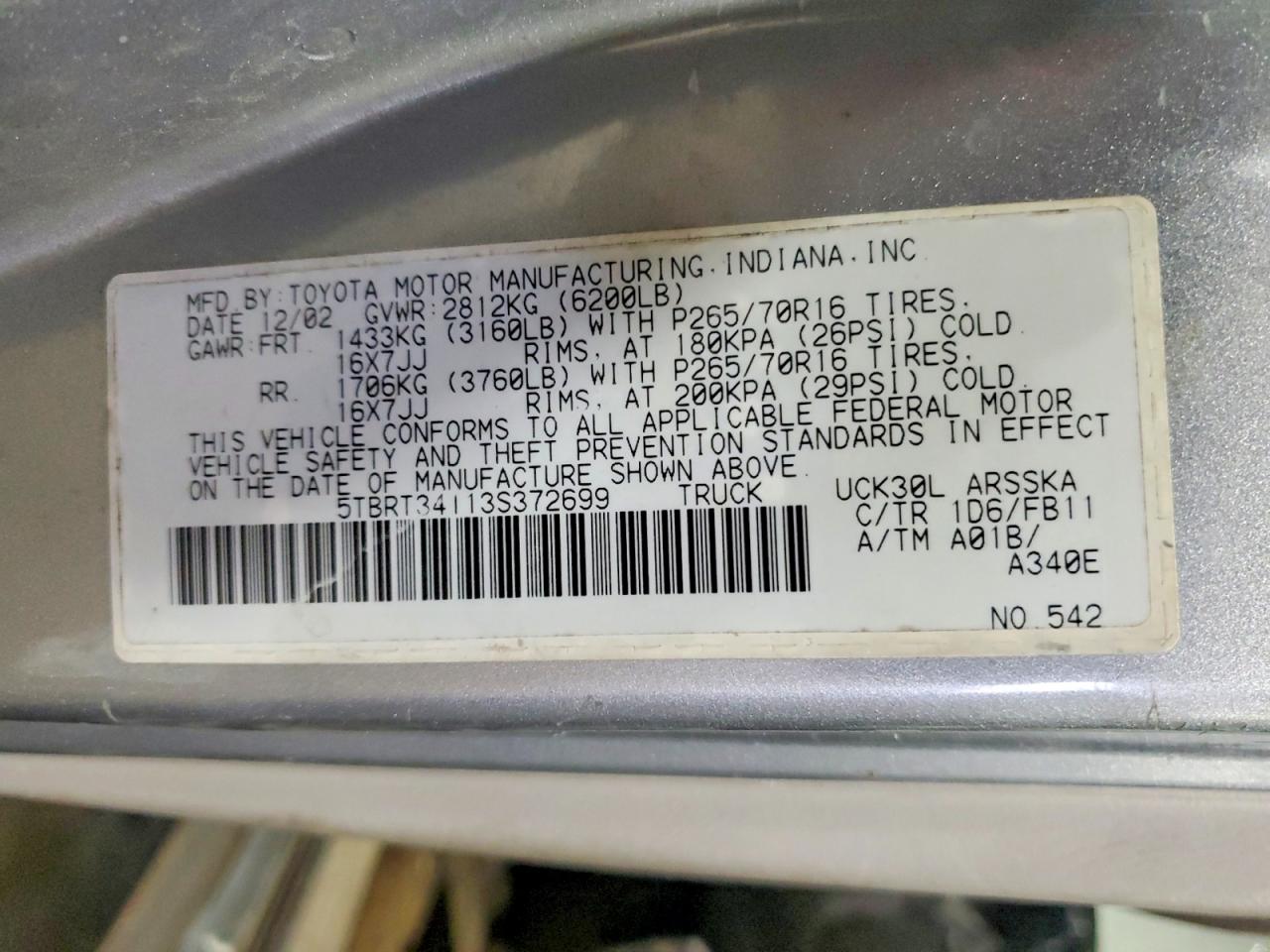 2003 TOYOTA TUNDRA ACCESS CAB SR5 photo 13