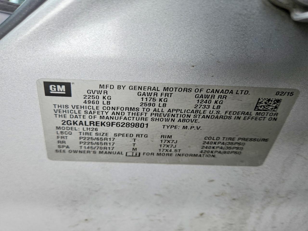 2015 GMC TERRAIN SLE photo 40